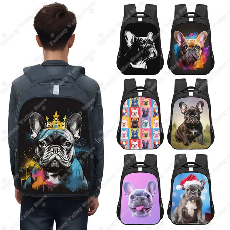 

Симпатичная французская Фотосумка с забавным принтом собаки, школьная сумка для подростков, вместительный рюкзак, сумки для ноутбука, рюкзак, дорожная сумка