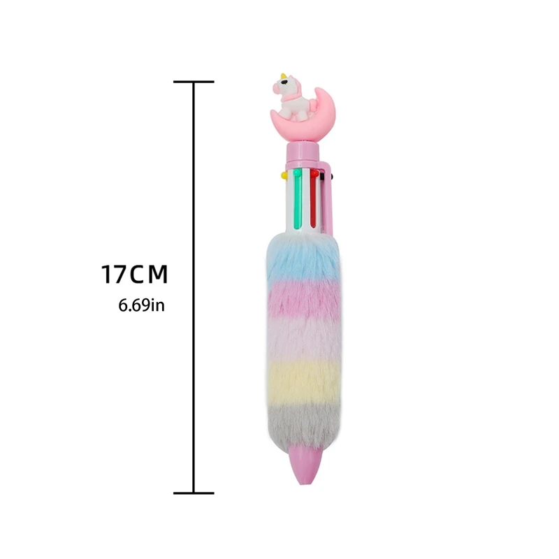 6 Colors Cartoon Plush Ballpoint Pen Writing Pen School Student Stationery Office Supplies Gifts