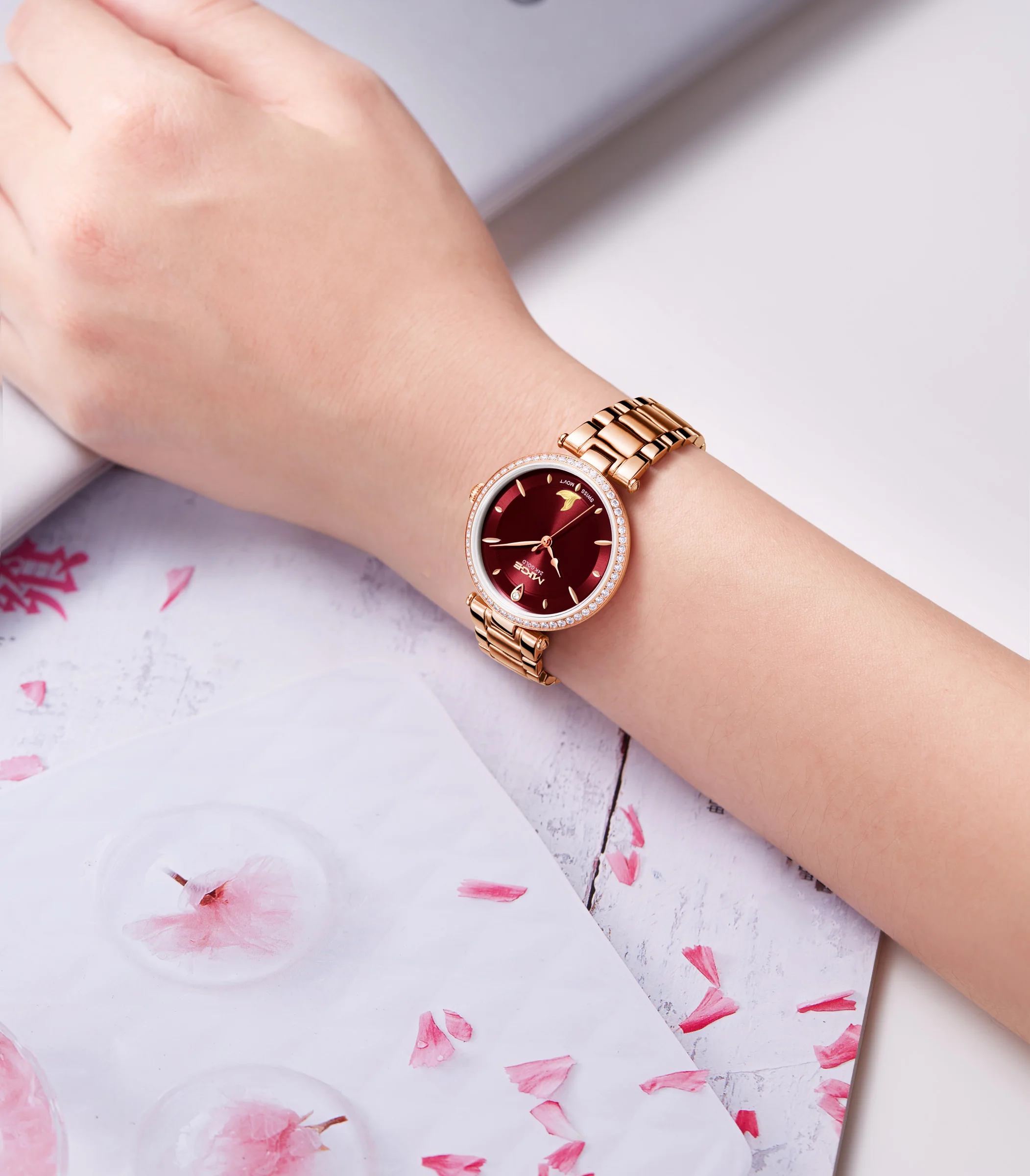 

Mige brand steel case automatic waterproof gift for lady Mermaid Gold Coin watch business mechanical movement watches for women