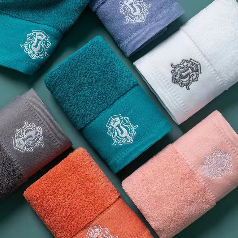 1/4/6PCS Cotton Bath Towel Set 34x74cm Soft Absorbent Blue White Orange Hand Face Towels for Home Sport Travel Gift