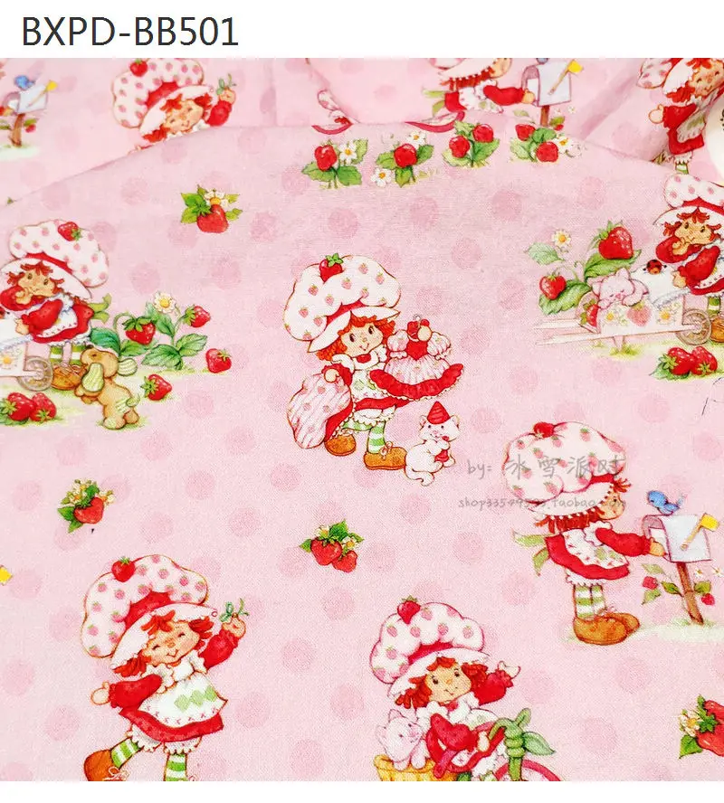 9 Strawberry Girls Collection - BTY 1 Yard Cotton Woven Fabric - Cute Cartoon Characters, Retro Strawberry Girl