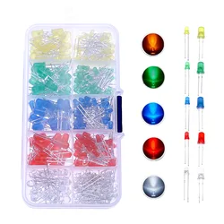 375pcs/lot 3mm 5mm LED Light Emitting Diode Kits Bulb Lamp 5Colors Red White Yellow Green Blue