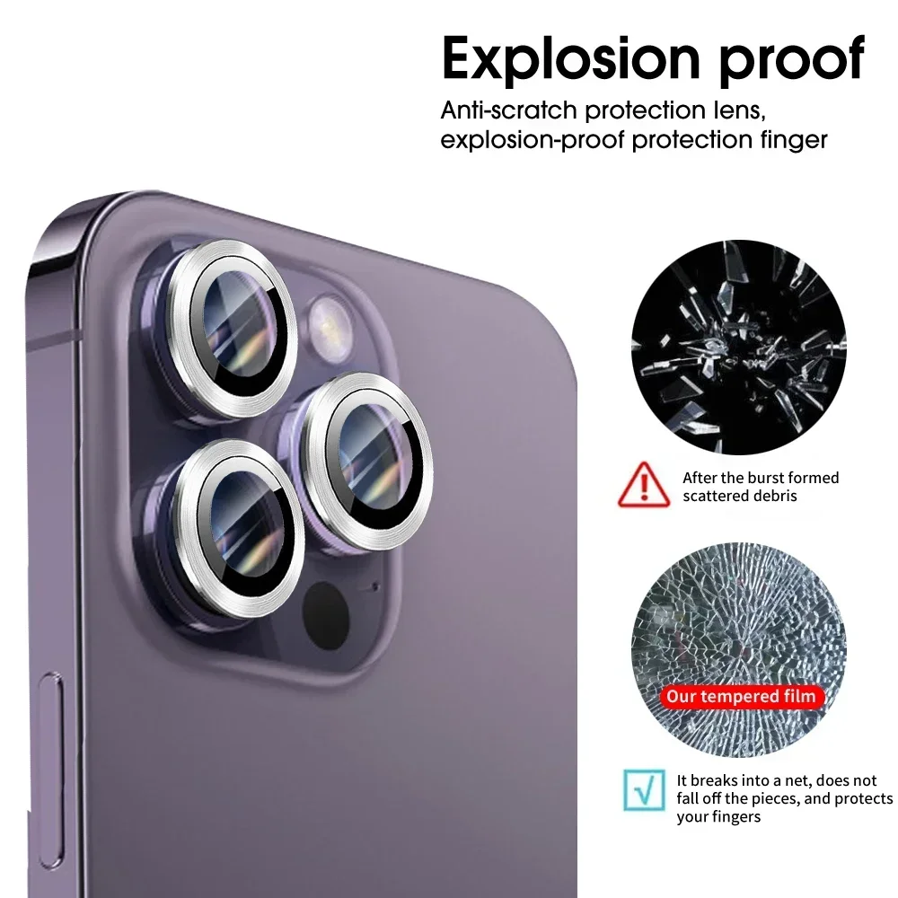 Protector de lente de cámara para iPhone 16 Pro/iPhone 16 Pro Max, funda protectora de vidrio templado, cubierta de cámara Individual de Metal amigable