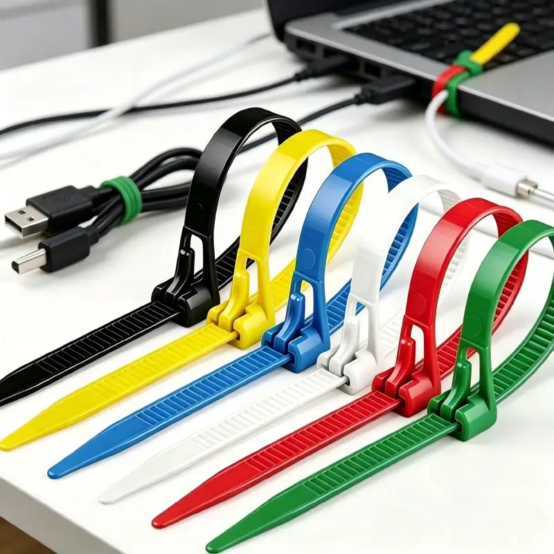 Multicolor Reusable Nylon Cable Zip Ties UV Resistant  Adjustable Wire Straps Indoor Outdoor Electrical Cord Organizer Fastener
