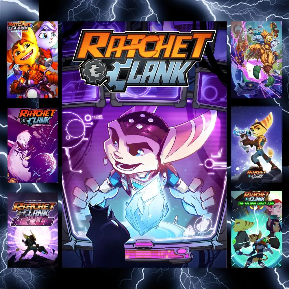 Action Game R-Ratchet & Clank Poster Self-Adhesive Wall Art Poster HD Waterproof PP Bedroom Cafe Gym Home Decor Gift