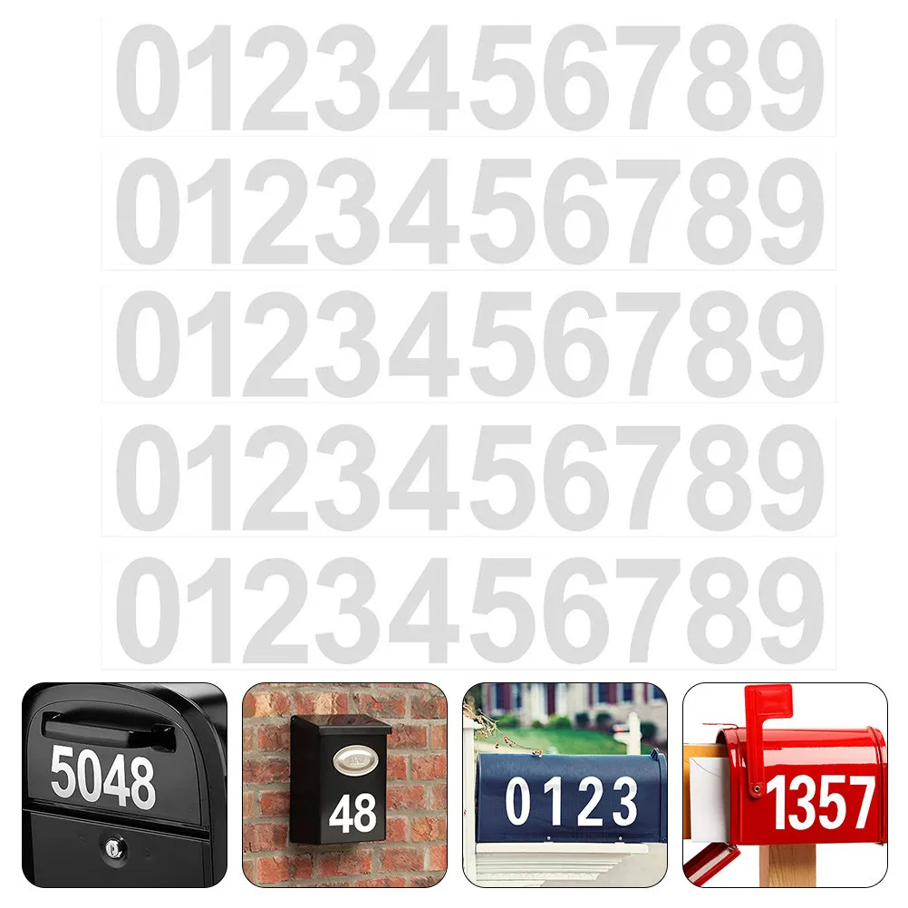 

5 Sheets High Grade Self Adhesive Mailbox Numbers Stickers Reflective Outdoor Number Decals for Helmets Home Addresses House