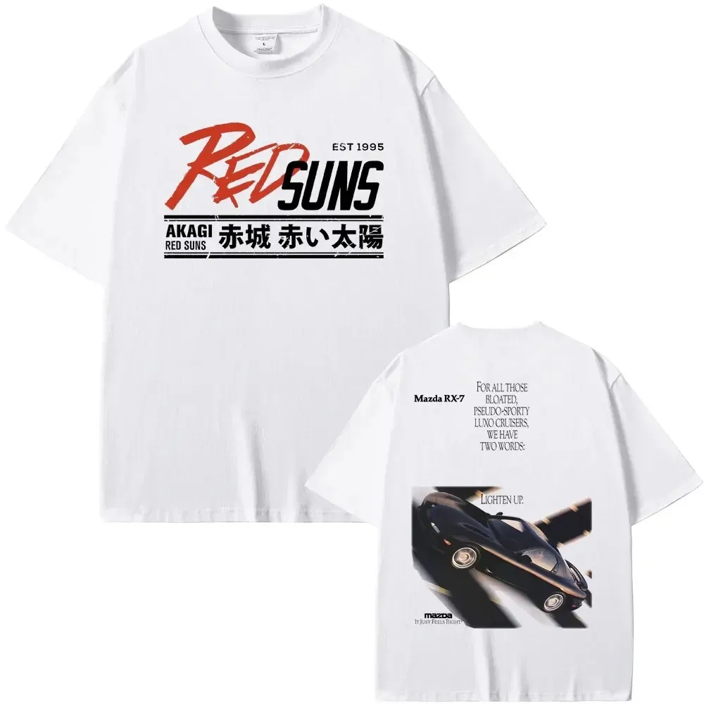 2024 Japanese Anime Drift Initial D Akagi RedSuns Printed Tshirt Manga Men T-shirts Skyline GTR JDM Racing Graphic T Shirt Tops