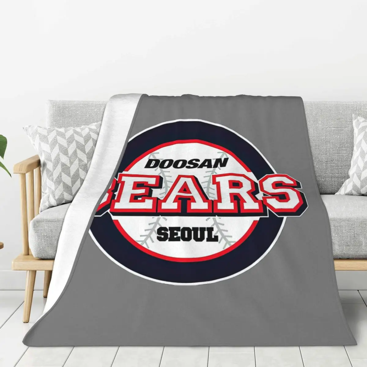 Doosan Bears Blanket Korea Baseball Seoul Logo Creative Design Light Throw Blanket Thin Soft Flannel Blanket Soft Big Blankets