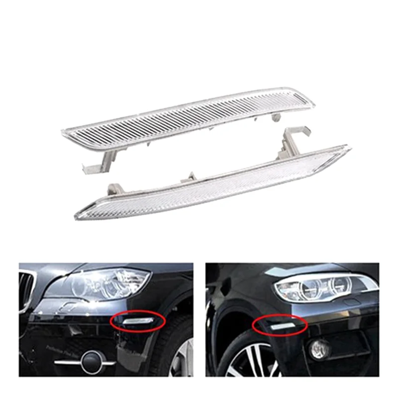 Classic Left Right 1 Pair Clear White Side Marker Reflector 63147187087 63147187088 for BMW X5 X6 E70 E71 2008- 2014