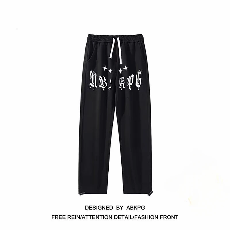 2024 Autumn Man Pants Cotton Graphic Black Sweatpants S-5XL Men Clothing Harajuku High Street joggers New