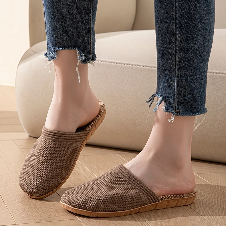 Mesh Casual Hausschuhe Damen Hause Weiche Designer frauen Sandalen Sommer 2025, Hanf Elegante Dias Mode Indoor Schuhe Große Größe – Detail 5
