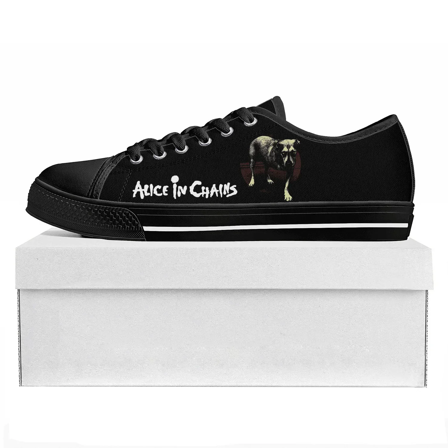 Alice In Chains Metal Rock Band Pop Low Top High Quality Sneakers Mens Womens Teenager Canvas Sneaker Couple Shoes Custom Shoe