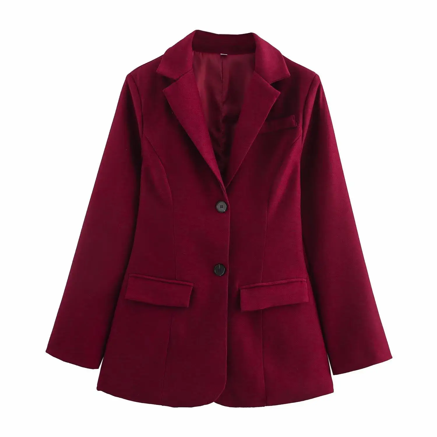 

JNLEAOG Women's Slim Fit Two-Button V-Ne Autumn New Sle Faion Design Two-Tone Polyester Long Sve Coat Jaet