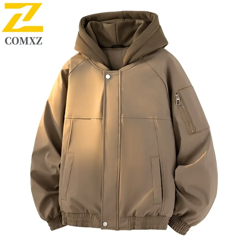 

COMXZ Outdoor Mountaineering Mens Down Jacket Hooded Windproof Parka Casual Travel Lightweight Cold Resistant Winter Jackets