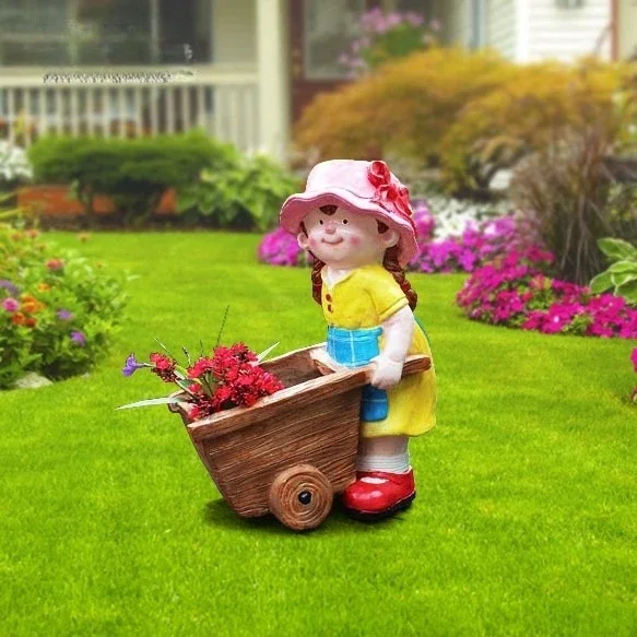 Outdoor garden yard villa courtyard decoration cartoon character ornament creative flower pot decoration resin handicraft
