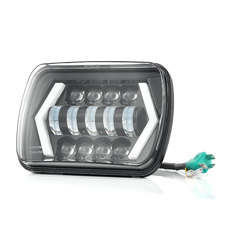 86-95 Square 5x7'' Led Headlight For Jeep Wrangler With Angel Eye