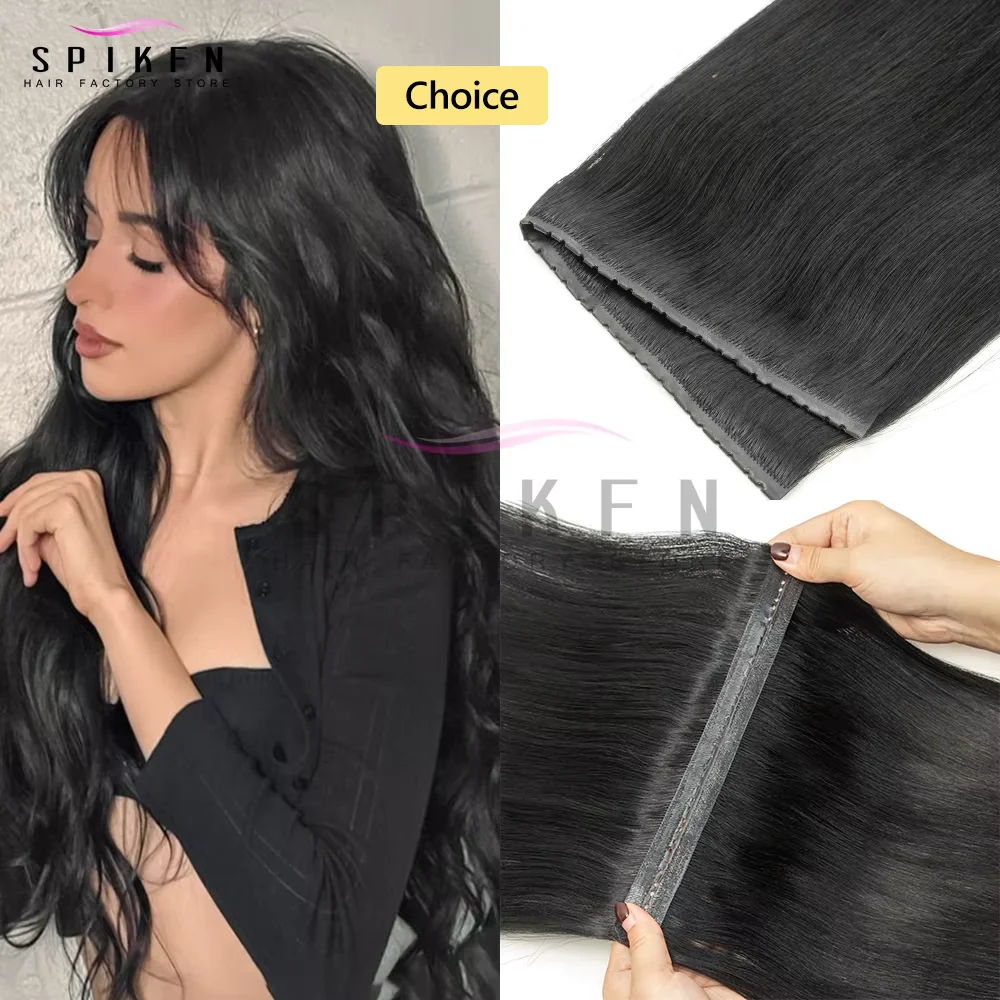 Natura Colore Nero Doppio Iniettare XO Foro Trama Estensioni Dei Capelli Umani Micro Capelli Invisibili Doppia Schede Trama Capelli Lisci Naturali