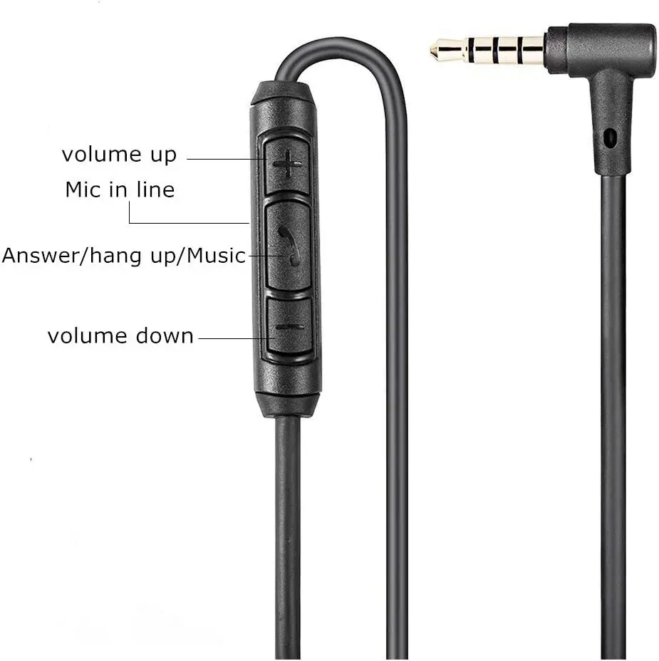 Replacement Extension Audio Cable Cord with Mic Volume Control Fit For Bose QC 15 QC15 QC2 Headphones