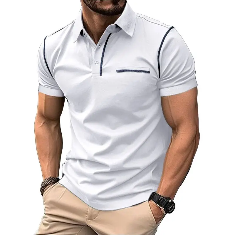 Summer New Men's Casual Short-Sleeved Polo Shirt Office Fashion Rowan Collar T-Shirt Men's Breathable Polo Shirt Men's Clothing