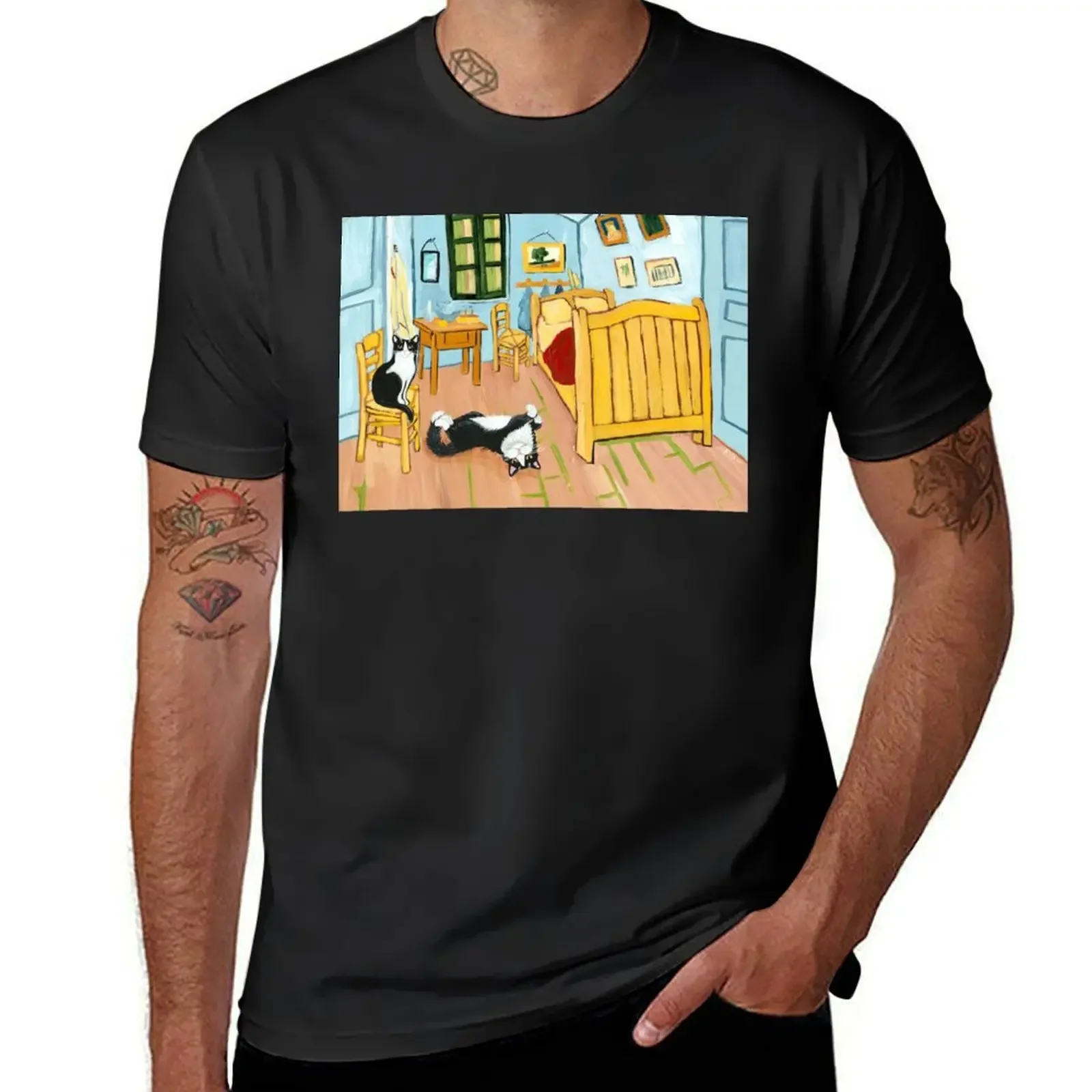 Camiseta de dormitorio en Arles con gatos, camisetas de gran tamaño de fútbol, camisetas para hombres