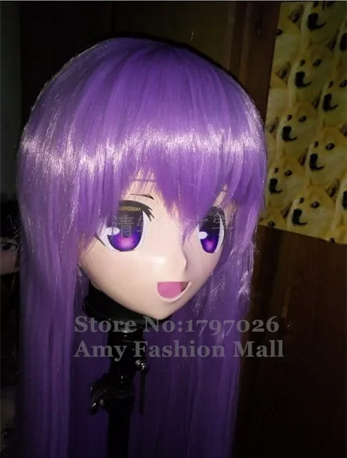 (C2-002) New Arrival Handmade Girl Silicone Full Head Kigurumi Masks Cosplay Crossdresser Kigurumi Mask with Wig