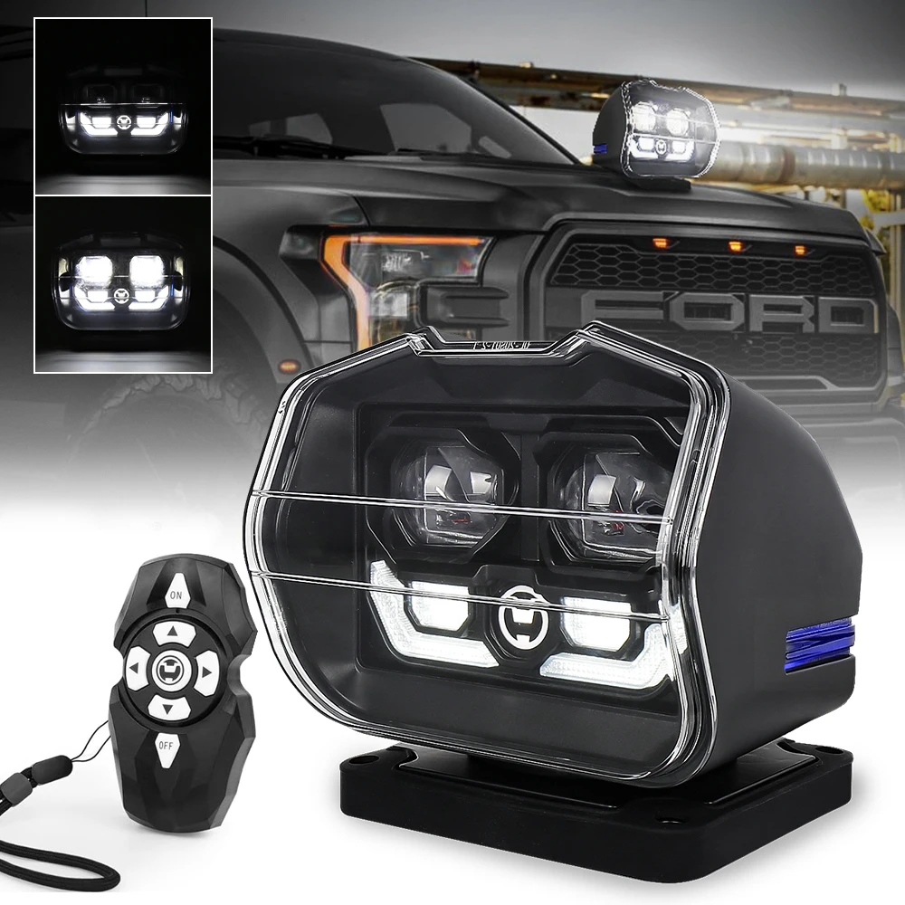 Led Search Light Remote Control 180 Degrees Rotating Magnetic Base Led Work Light Fog Lamp for Hunting Camping Offroad Marine