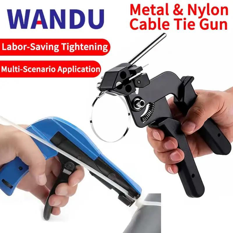 NEW Cable Tie Gun, Automatic Cutting Fastening Plier for Stainless Steel & Nylon Self‑Locking Cable Ties Wandu