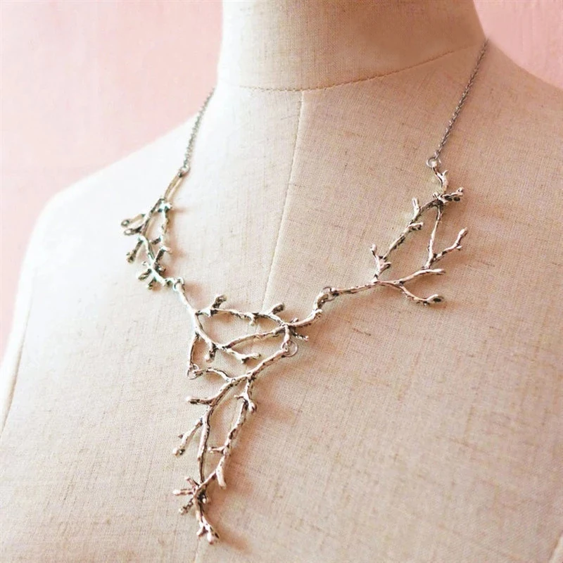 New Branch Necklace Bib For Women Statement Big Tree Twig Elvish Jewelry Punk Creative Collar Christmas Gift Her Nature Witch