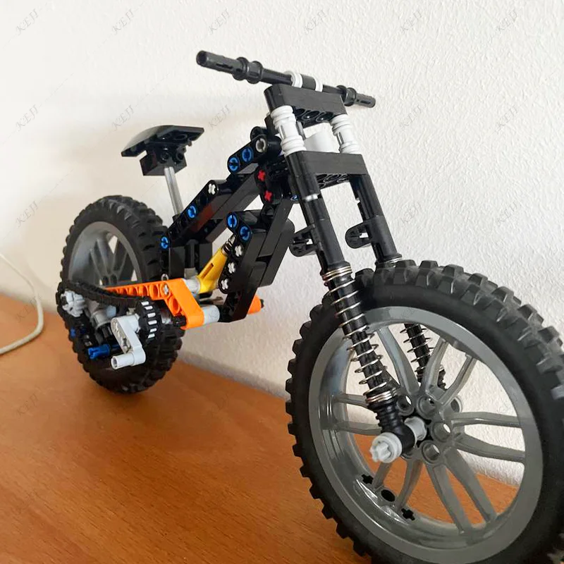 Downhill Mountain Cycling Bike Model Riding Off Road Bicycle Full Suspension MOC Building Blocks Bricks Assembling Set Toys Gift view 2