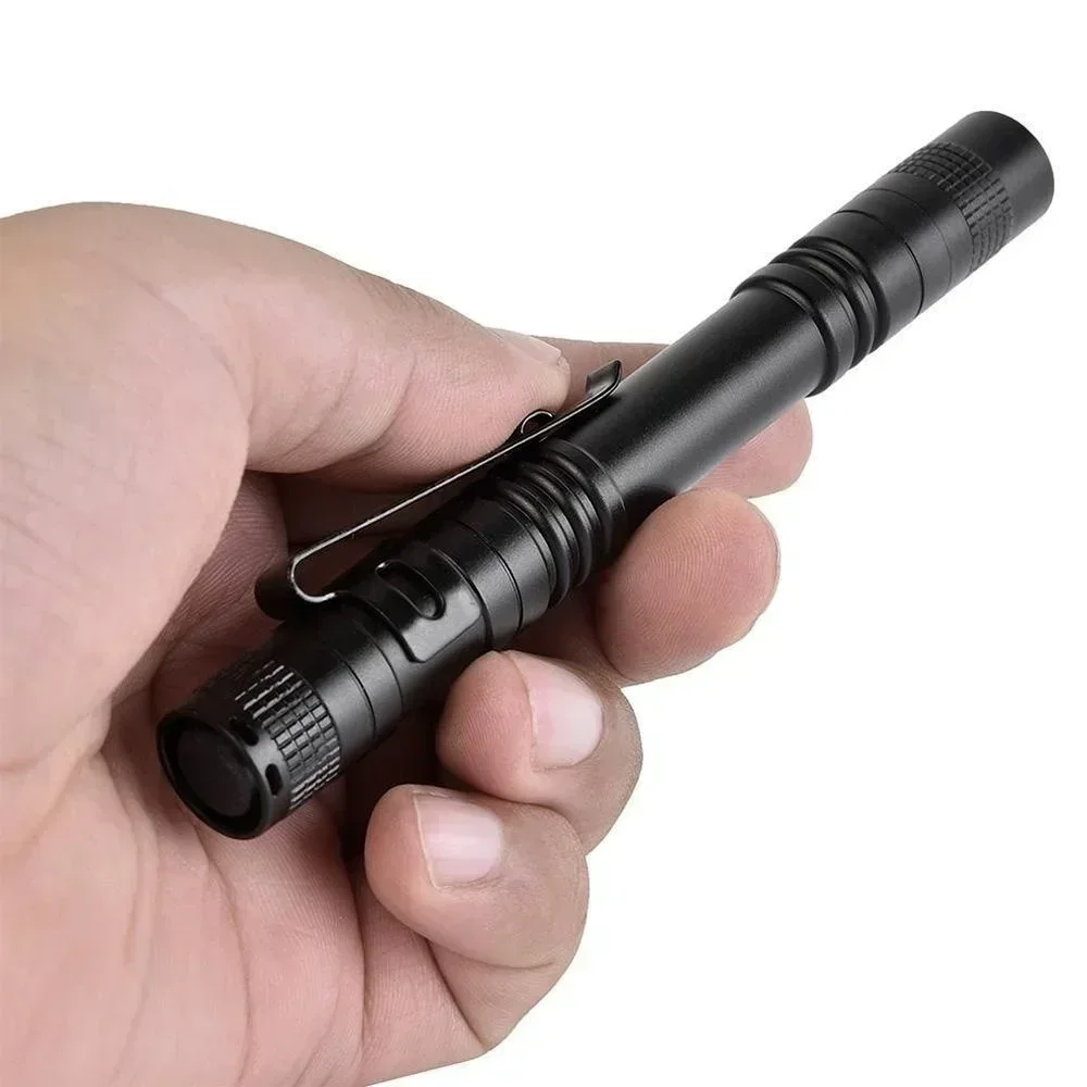 LED Flashlight Mini Aluminum Alloy Camping Pen Light Handheld Portable Clip Torch for Outdoor Emergency Use