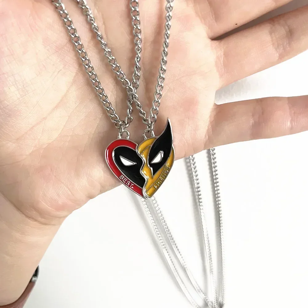 Movie Superhero Best Friend Cosplay Necklace Heart Shaped Pendant Unisex Gothic Clavicular Chain Jewelry Accessories Couple Gift