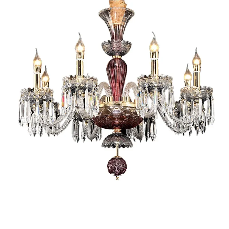 النمط الأوروبي الثريا LED معلقة قلادة شمعة أضواء الكريستال تركيبات فاخرة لغرفة المعيشة المنزلية