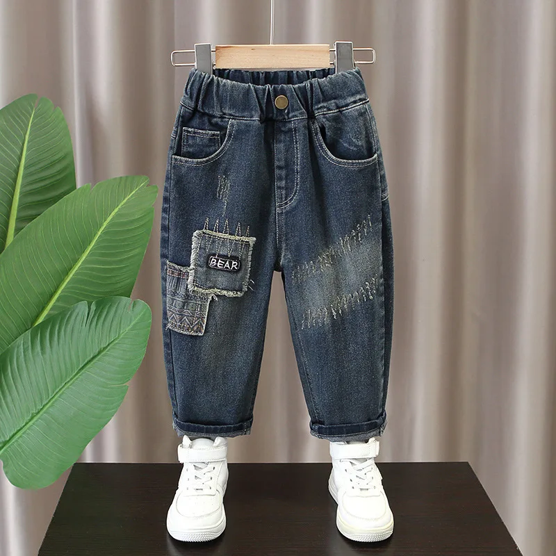 

Spring Autumn 2-8T Jeans for Girls Pants Boys Outerwear Clothes Teenagers Trousers Kids Children's Clothing Boy Jeans