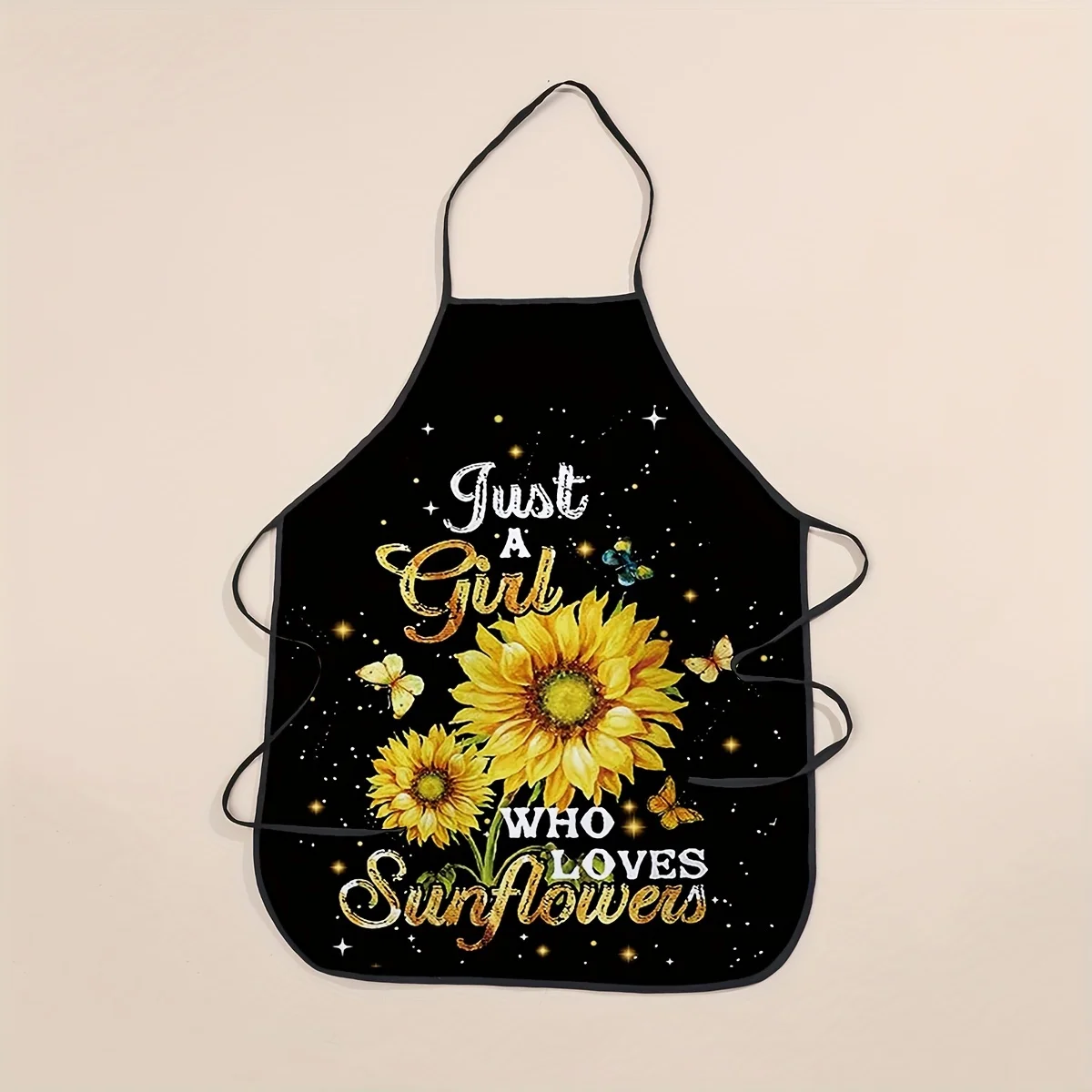 Chic Sunflower Print Kitchen Apron - Durable Polyester, Woven Design for Cooking & Dining - For Home Cooks & Bakers