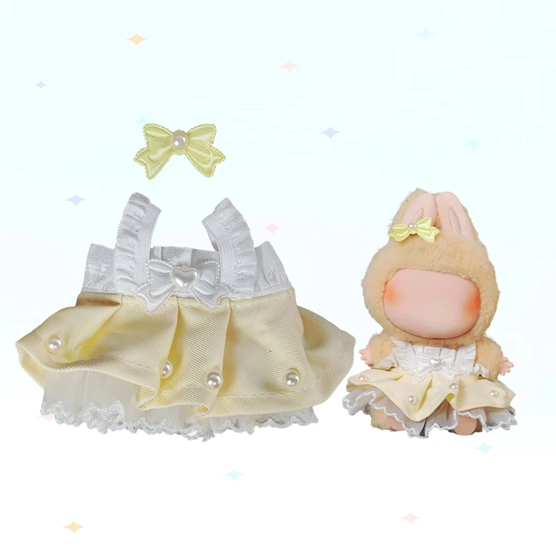 

For Labubu Sitting Party Series Classic Dress Grid Style Small Fragrance for Labubu V1 V2 Kid Gift Labubu Clothes Design Style