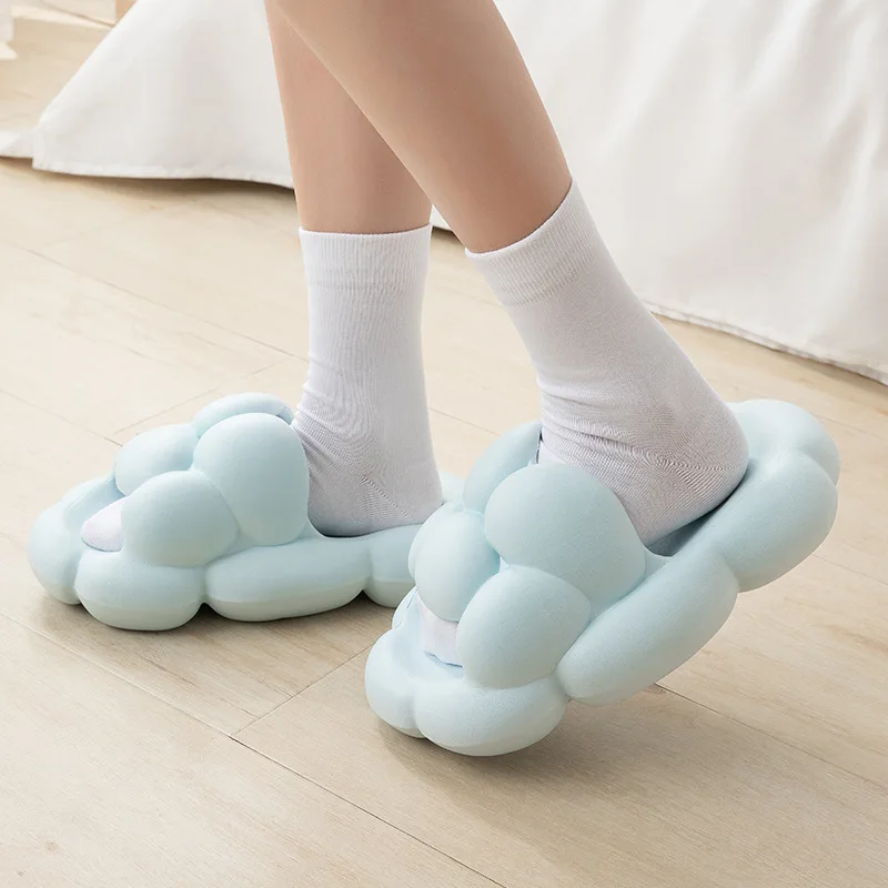 House Slipper Women Egg Cute Kawai Cloud Sandals Summer Flip Flops Beach Slides Home Casual Room Shoes Platform Flat Female Men