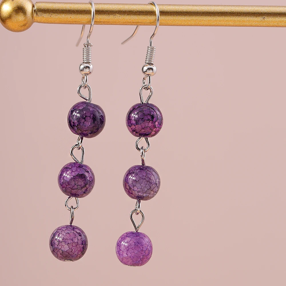 Aihua Geburtsstein Achat Perlen Naturstein Ohrringe Neue Ankunft Lange Perlen Steine Baumeln Ohrringe für Frauen Schmuck Geschenke – Detail 6