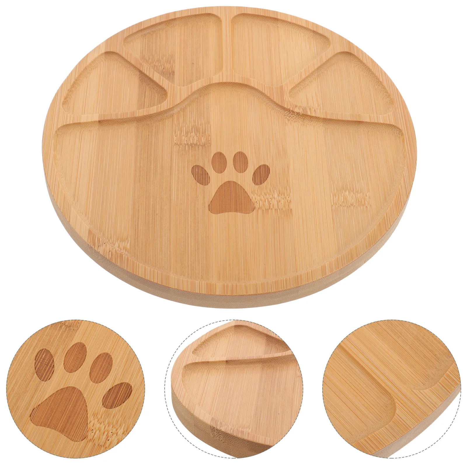 

Wood Plate Snack Dish Compartment Tray Multi-Grid Biscuits Storage Display for Fruit Bread Candy Nuts Chocolate