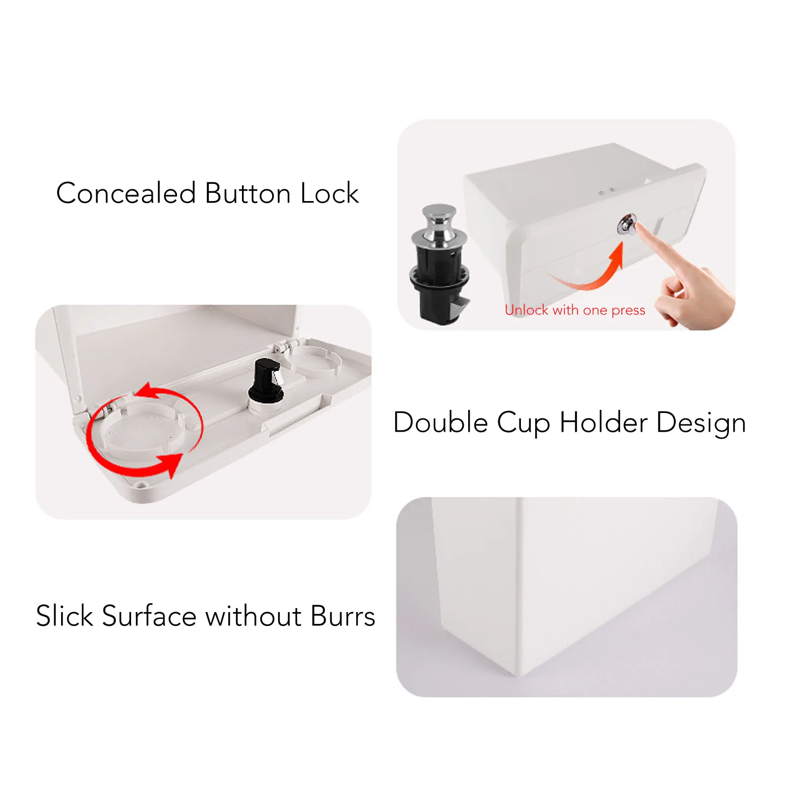 보트 보관함 다기능 컵 홀더 디자인 방수 밀봉 요트 독 박스 (버튼 잠금 장치 포함)