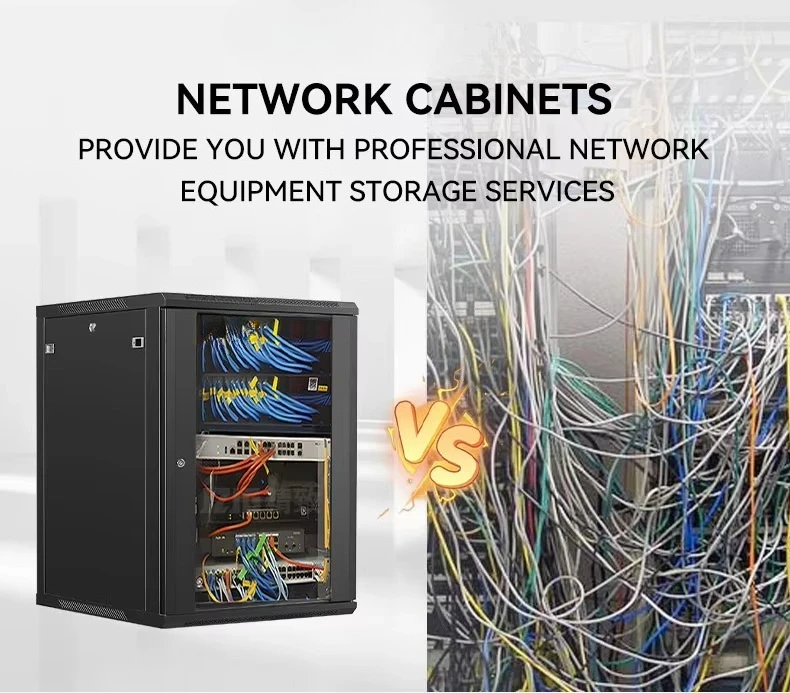 #￥for19 Inch Wall Mount Network Cabinet 4U-22U, Server Rack with Glass Door & Cooling Fan for Data Center/Telecom Use