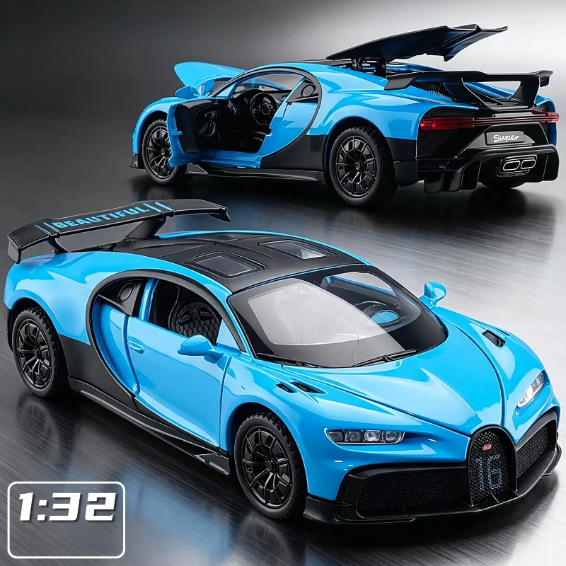 

1:32 Chiron Supercar Simulation Diecast Metal Alloy Model car Sound Light Pull Back Collection Kids Toy Gifts