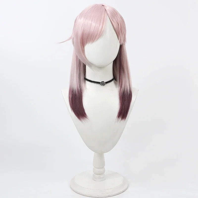 Synthetic Hair Honobono Keitoin Cosplay Wigs Division Rap Battle 45cm Long Pink Mixed Wine Red Cos Wig Heat Resistant