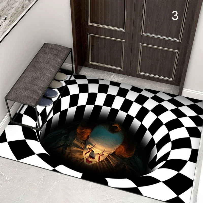 Manhole Cover Clown Carpet Multi-purpose Printed Door Mat Non-Slip Absorbent Pad For Kitchen Bedroom Bathroom