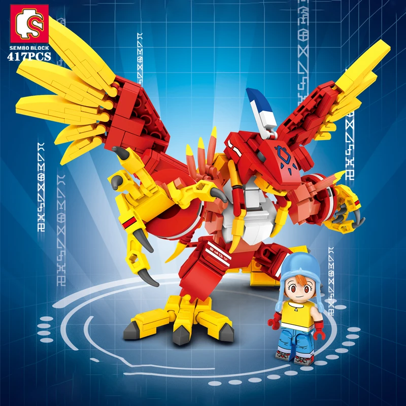 SEMBO BLOCK Digimon Adventure Anime Block Action Doll Model Garudamon Metal Greymon Children\'s Model Puzzle Toy Birthday Gift