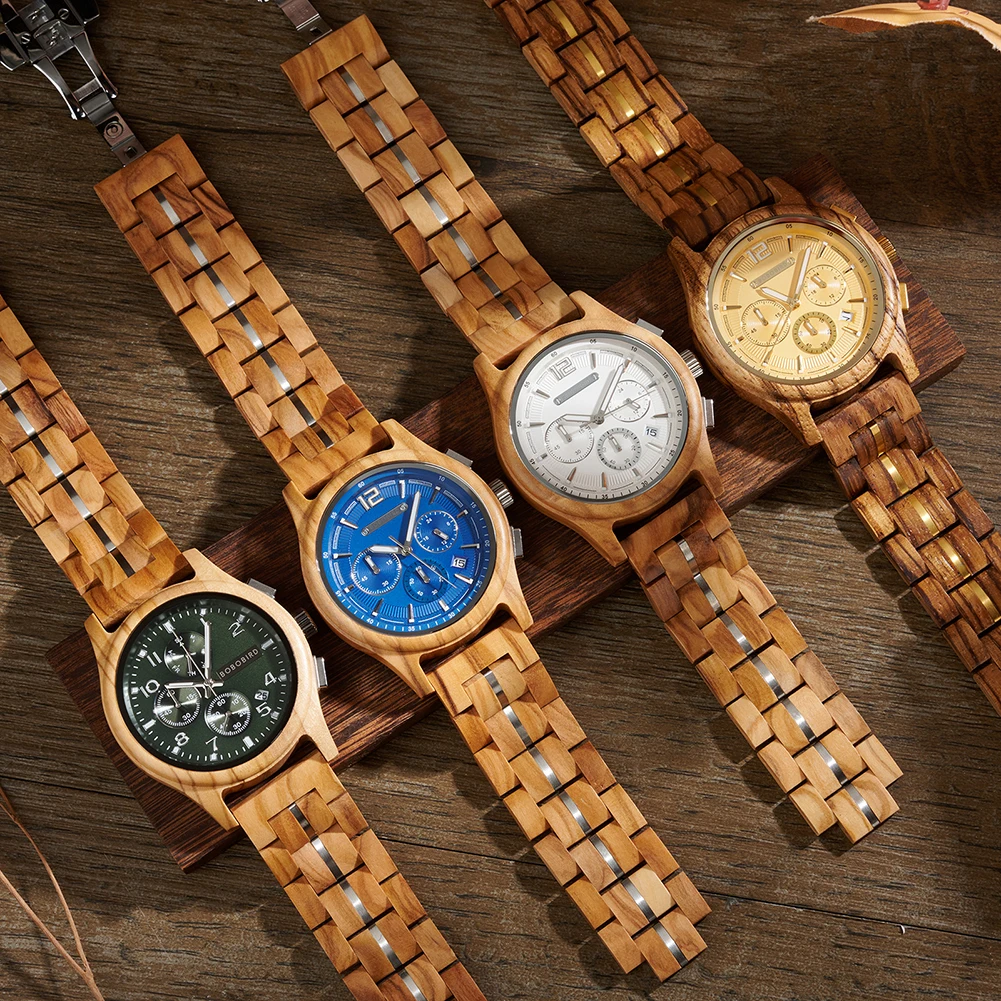 BOBOBIRD Orologio da uomo in legno Orologio da polso di lusso al quarzo Orologio Orologio in legno naturale ecologico Regalo per lui Supporto Dropshipping