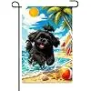 NGZ Summer Garden Flag 12x18 Inch Beach Ball Dog Artwork Floral Art Linen llz