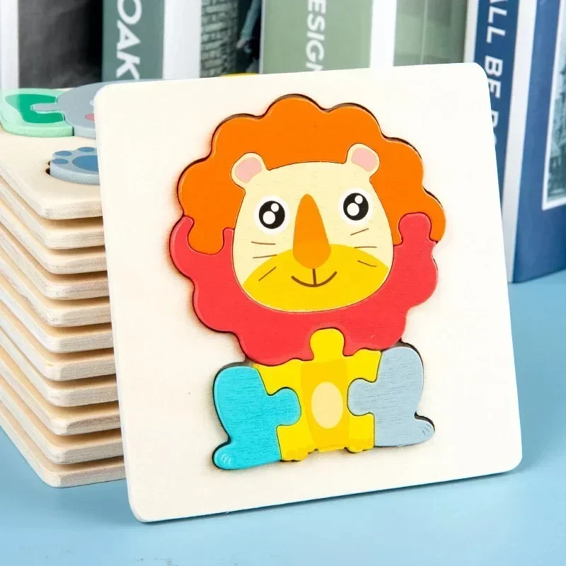 

Wooden Puzzle Montessori Animals Carton Colorful Learning Education Toys Tangram Jigzaw Cognitive Wood For Children Kids Gift