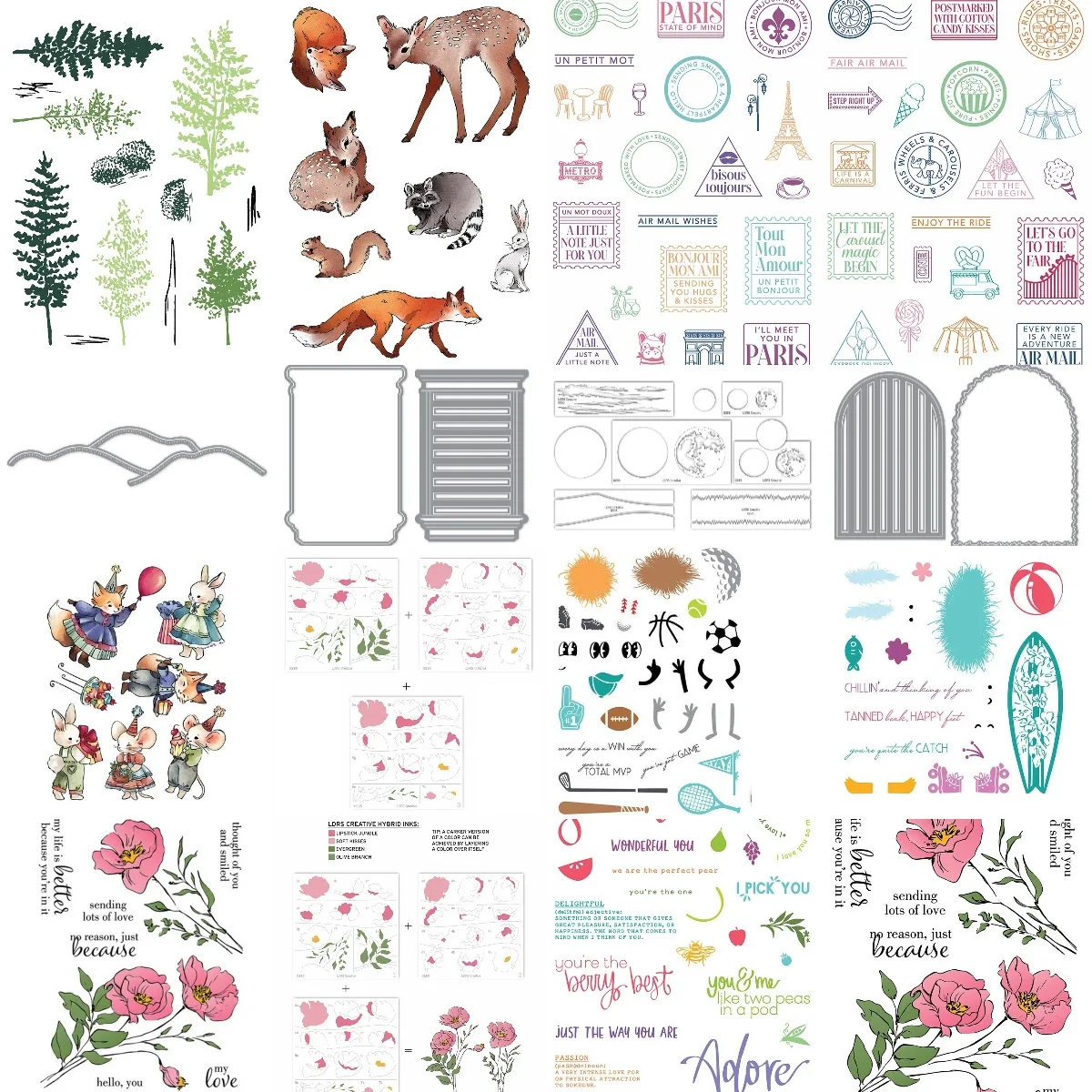 Sweet Rabbit Deer Collection - Clear Photopolymer Stamp and Dies For DIY Scrapbooking Crafts Maker Photo Album Template Handmade
