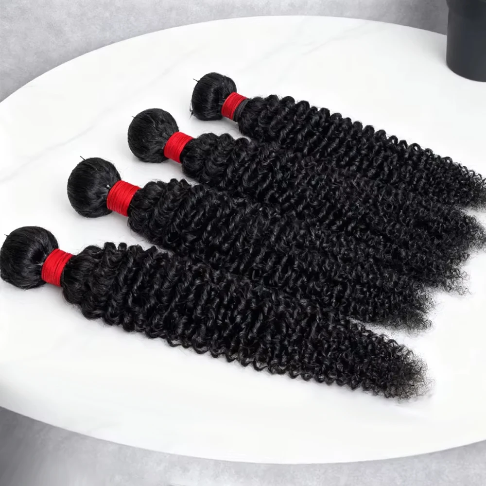 

15A Монгольские кудрявые вьющиеся человеческие волосы, наращивание пучков, 100% необработанные девственные волосы, натуральные глубокие плетения, 1/3/4 пучка, двойной уток
