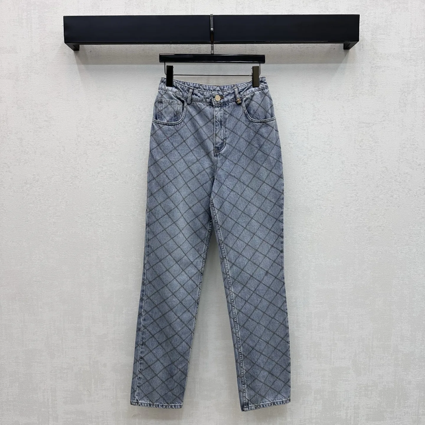 2026 New Product  Leige Chain Denim Pants  Twill 100% Cotton High-Waist Buttoned Pants
